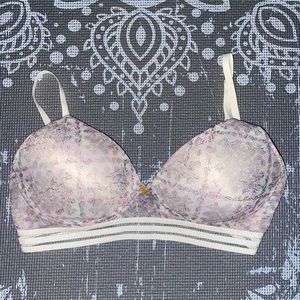 Jessica Simpson Wireless White and Purple Lace Bra